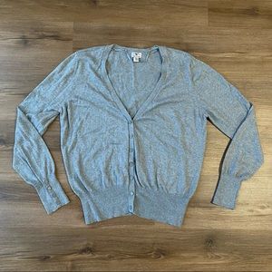XL Worthington Women’s Ladies Gray Cardigan Sweater V-neck Button Lightweight